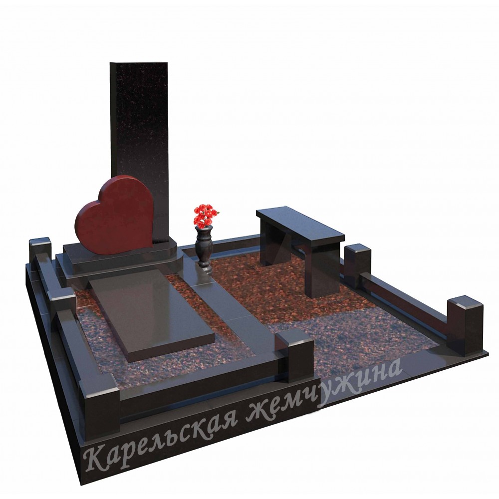 Комплекс  №35 2,4 м х 2,4 м  "Сердце" малиновый кварцит (Шокша)