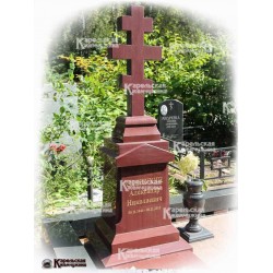 Памятник Крест Малиновый кварцит (Шокша) 